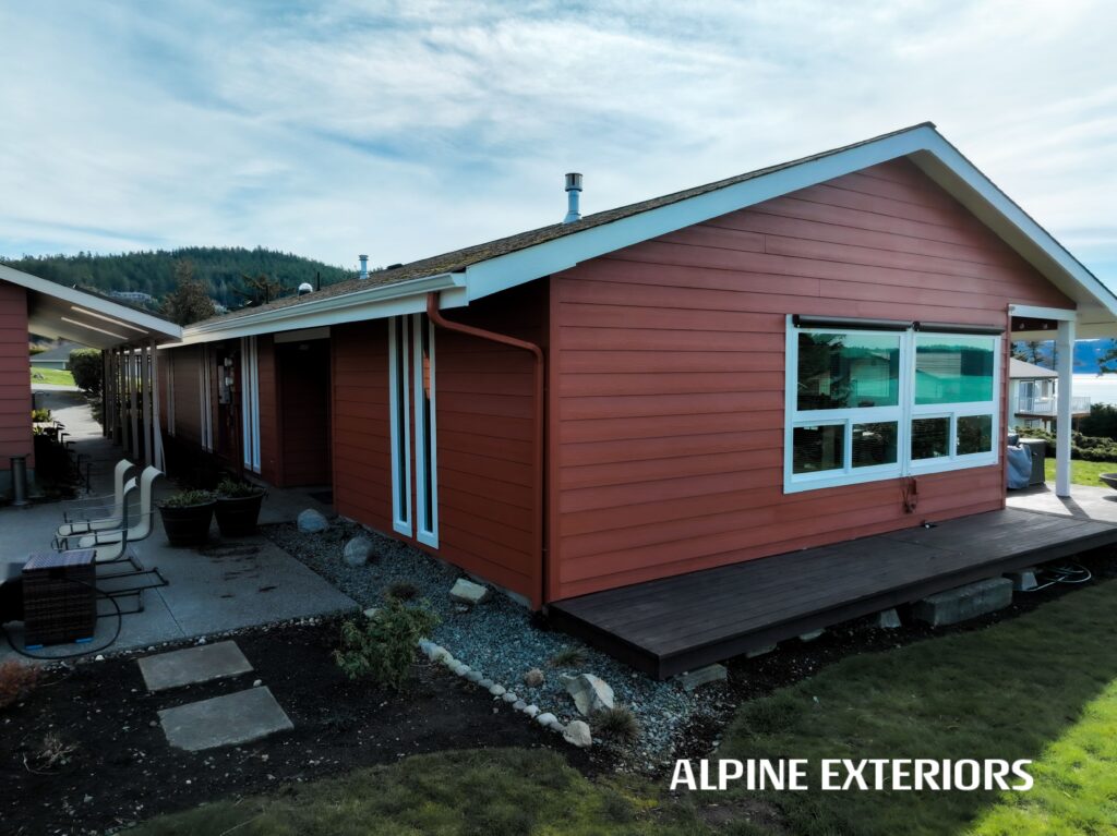 Coastal Home Siding and Painting Project – Anacortes, WA – Durable James Hardie siding and Sherwin Williams exterior paint combine for lasting style and protection.