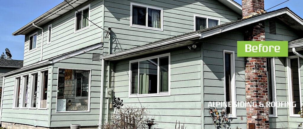 Complete Exterior Renovation – 707 N. 8th St, Lynden, WA – Full James Hardie siding installation, modern roof replacement, and Andersen window installation for a total home transformation.